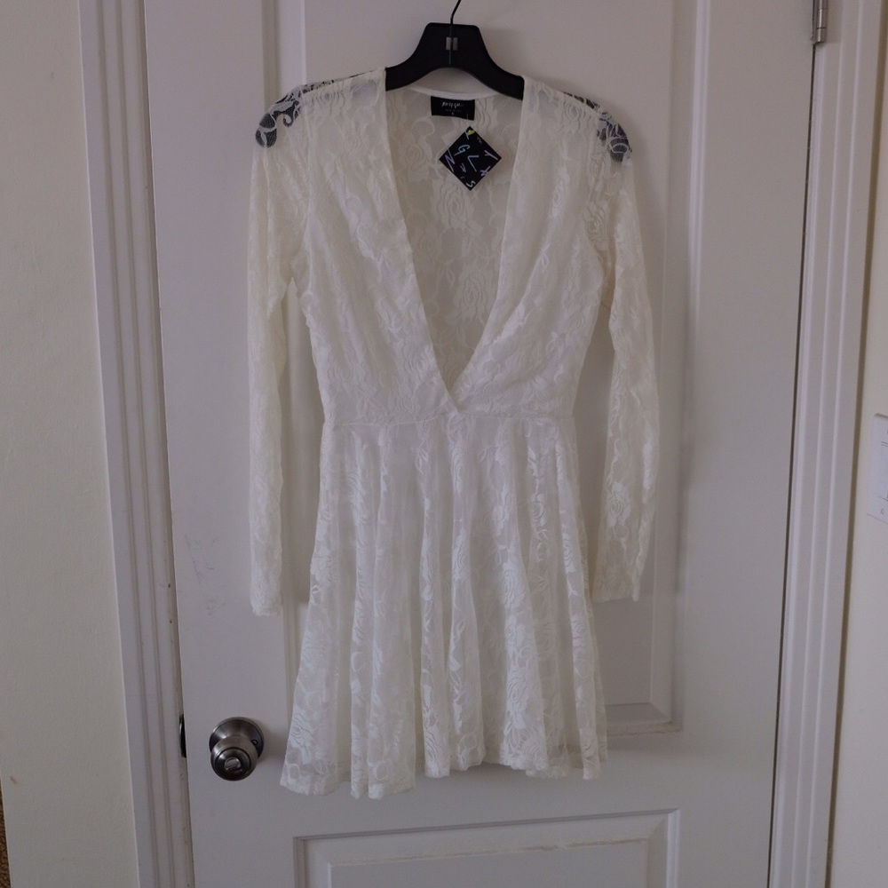 White Lace Skater Mini Dress